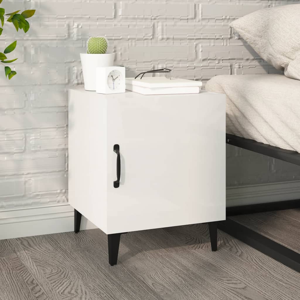 Berkfield Bedside Cabinet High Gloss White Engineered Wood
