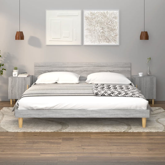 Berkfield Bedside Cabinets 2 pcs Grey Sonoma Engineered Wood