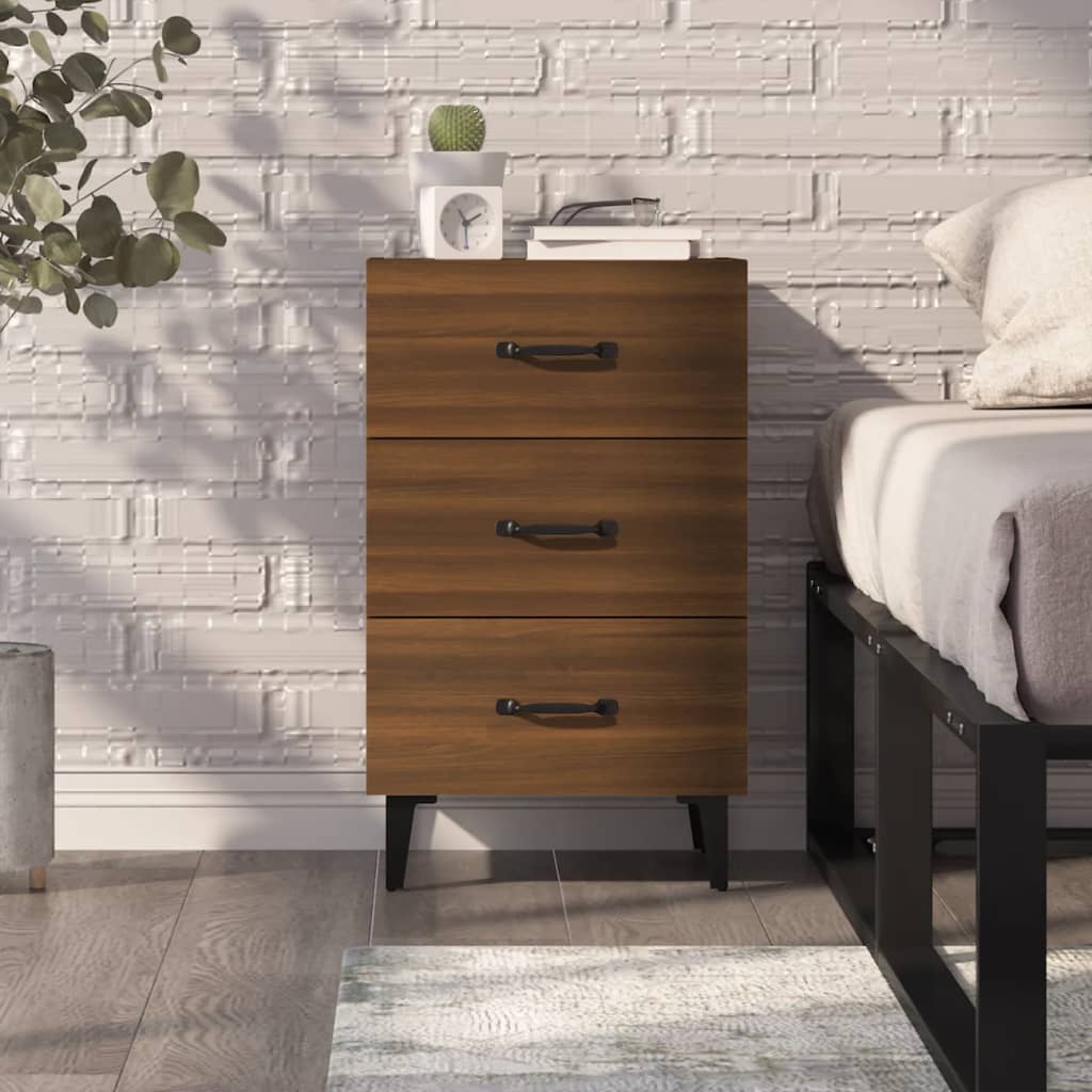 Berkfield Bedside Cabinet Brown Oak 40x40x66 cm Engineered Wood