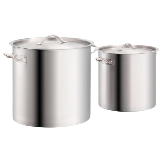 Berkfield 2 Piece Stock Pot Set 50/25 L Stainless Steel