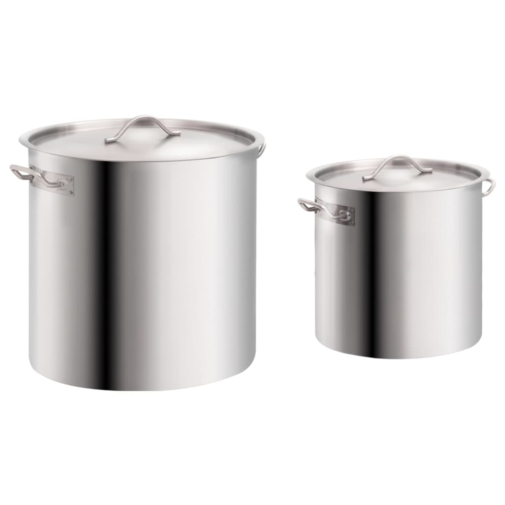 Berkfield 2 Piece Stock Pot Set 71/36 L Stainless Steel