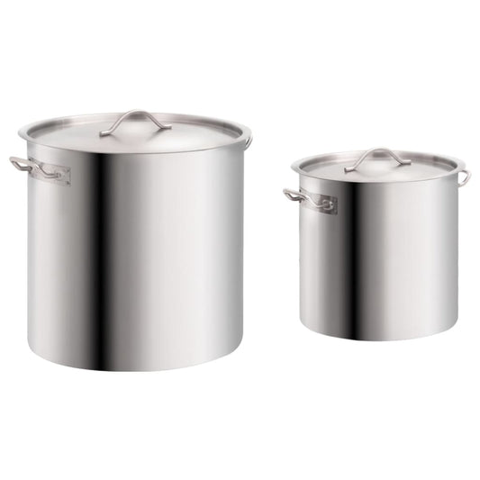 Berkfield 2 Piece Stock Pot Set 71/36 L Stainless Steel