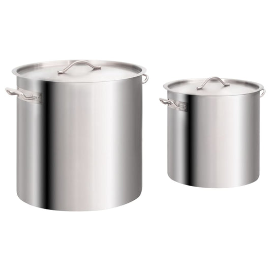 Berkfield 2 Piece Stock Pot Set 98/50 L Stainless Steel