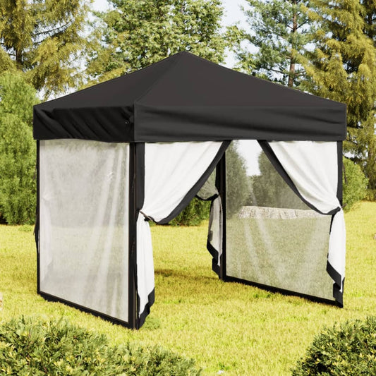 Berkfield Folding Party Tent with Sidewalls Black 2x2 m
