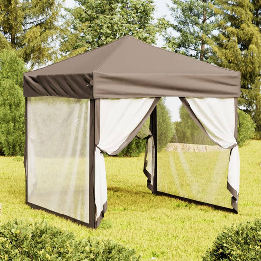 Berkfield Folding Party Tent with Sidewalls Taupe 2x2 m
