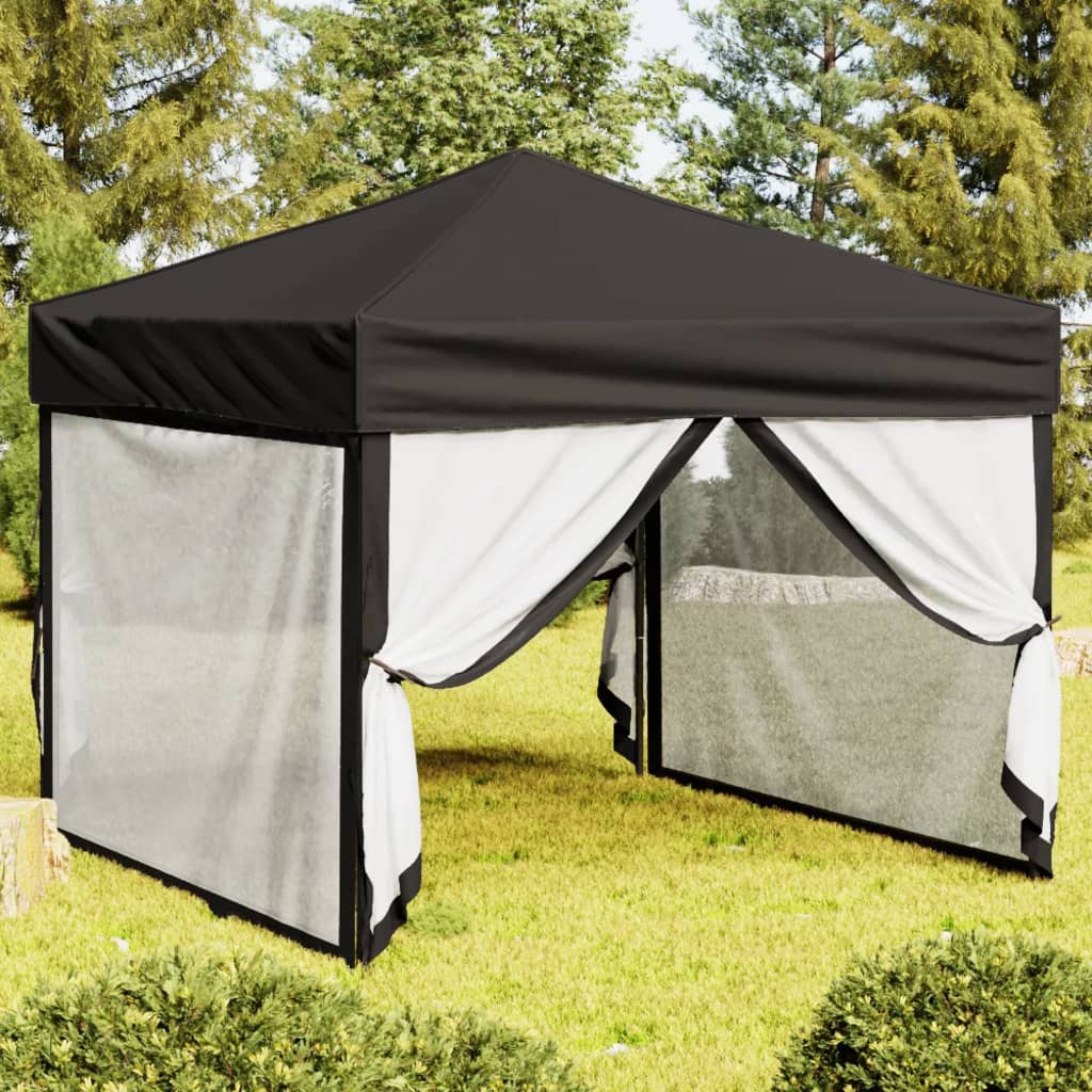 Berkfield Folding Party Tent with Sidewalls Black 3x3 m
