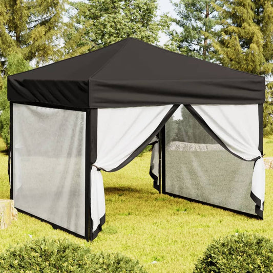 Berkfield Folding Party Tent with Sidewalls Black 3x3 m