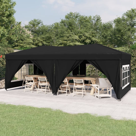 Berkfield Folding Party Tent with Sidewalls Black 3x6 m