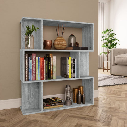 Berkfield Book Cabinet/Room Divider Grey Sonoma 80x24x96cm Engineered Wood