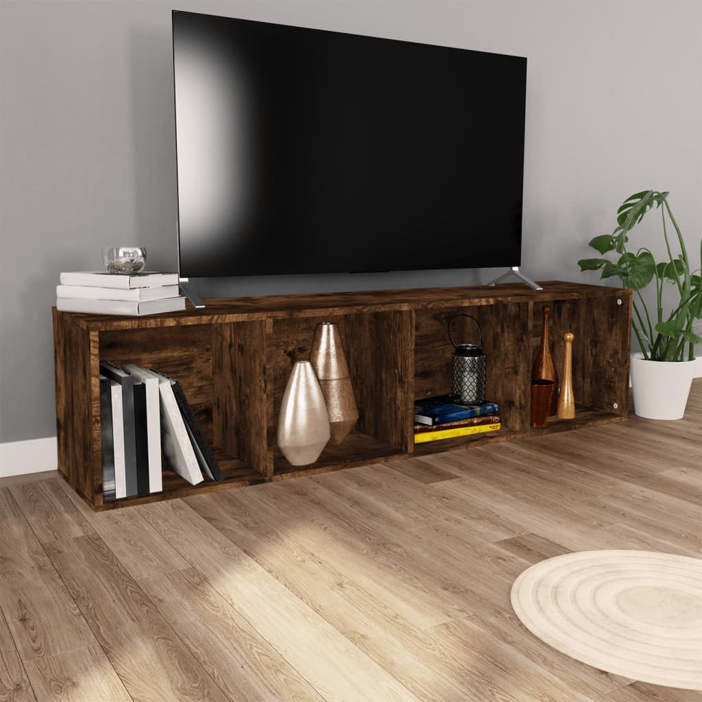 Berkfield Book Cabinet/TV Cabinet Smoked Oak 36x30x143 cm Engineered Wood