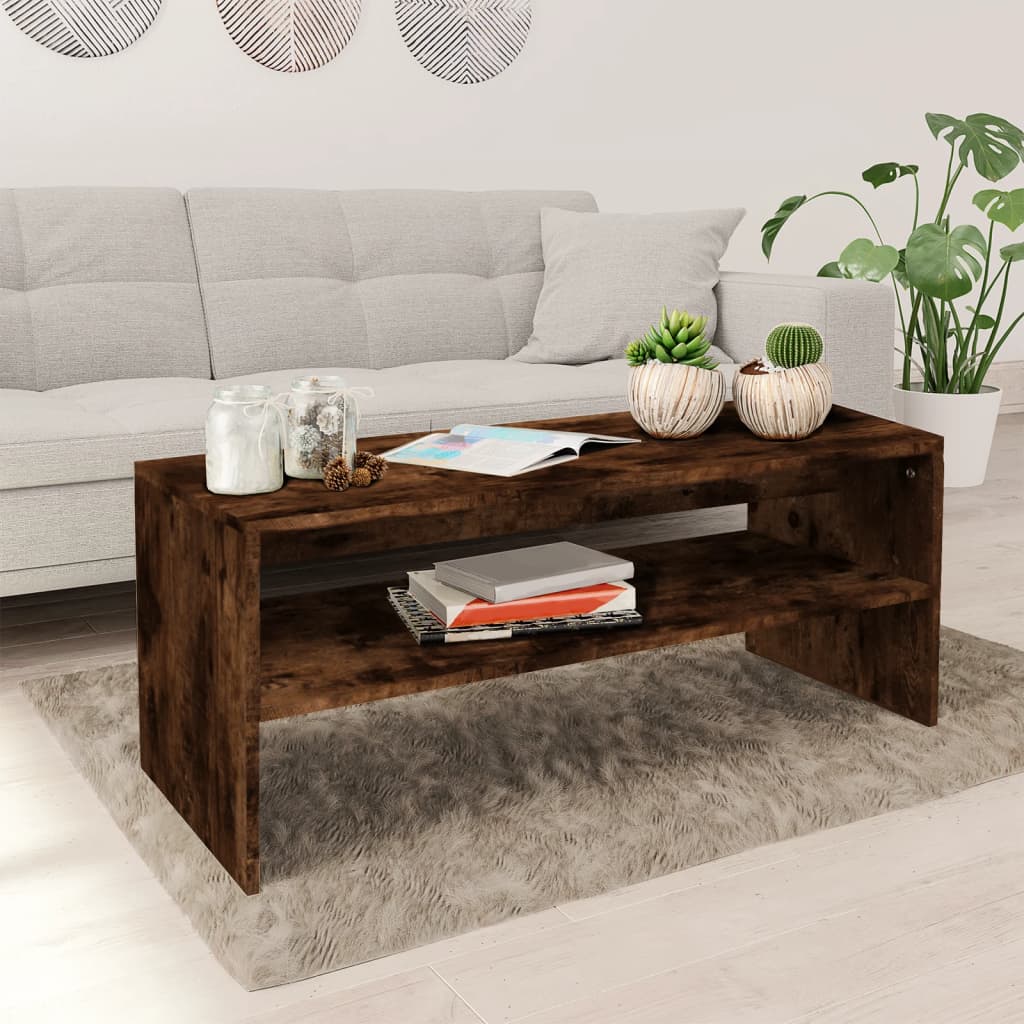 Berkfield Coffee Table Smoked Oak 100x40x40 cm Engineered Wood