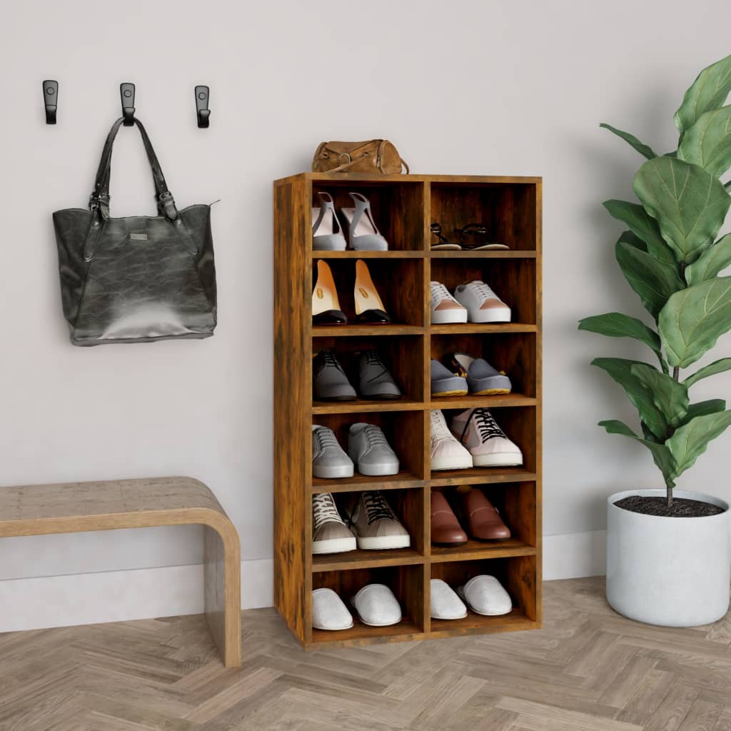 Berkfield Shoe Rack Smoked Oak 54x34x100.5 cm Engineered Wood
