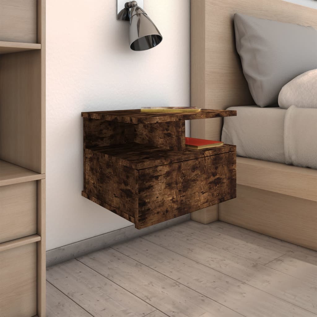 Berkfield Floating Nightstand Smoked Oak 40x31x27 cm Engineered Wood