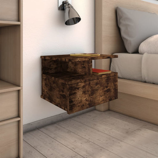 Berkfield Floating Nightstand Smoked Oak 40x31x27 cm Engineered Wood