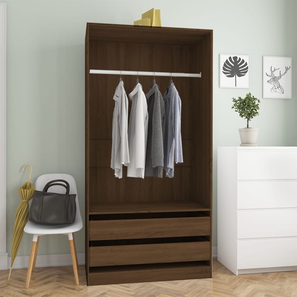Berkfield Wardrobe Brown Oak 100x50x200 cm Engineered Wood