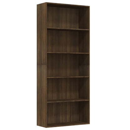 Berkfield 5-Tier Book Cabinet Brown Oak 80x30x189 cm Engineered Wood