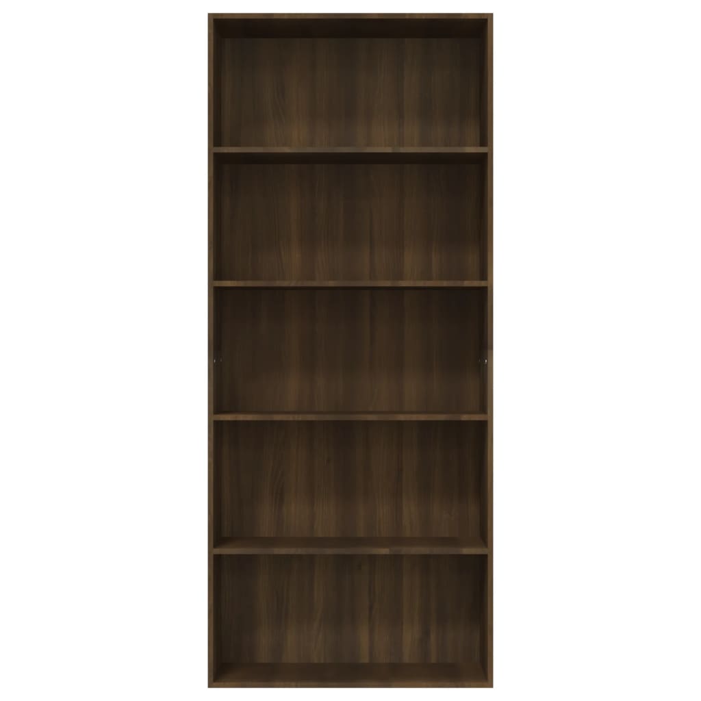 Berkfield 5-Tier Book Cabinet Brown Oak 80x30x189 cm Engineered Wood