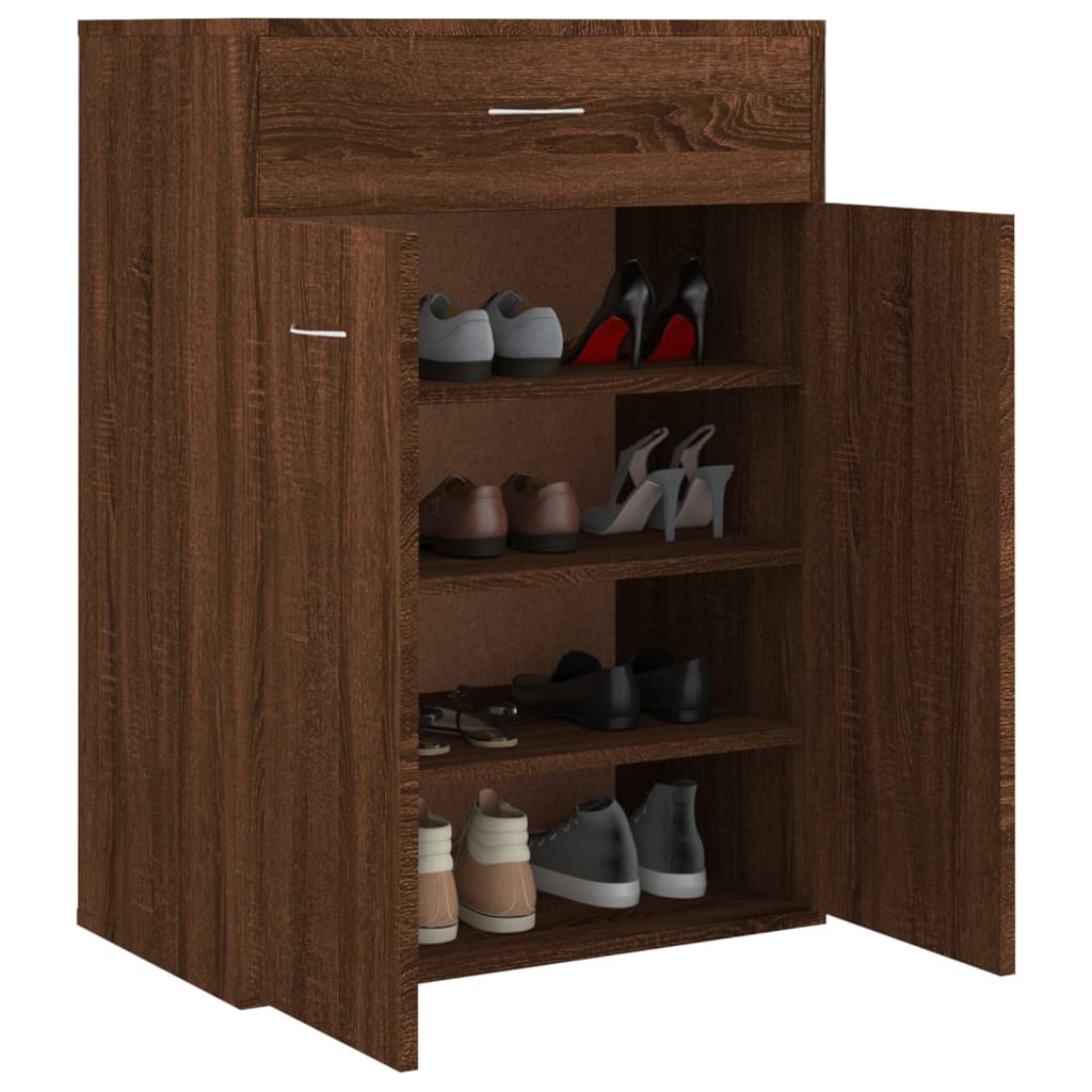 Berkfield Shoe Cabinet Brown Oak 60x35x84 cm Engineered Wood