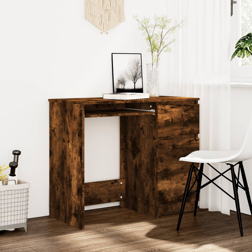 Berkfield Desk Smoked Oak 90x45x76 cm Engineered Wood