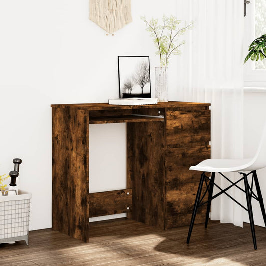 Berkfield Desk Smoked Oak 90x45x76 cm Engineered Wood