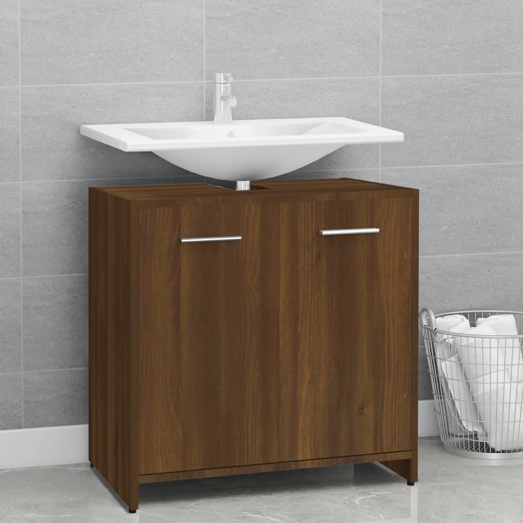 Berkfield Bathroom Cabinet Brown Oak 60x33x60 cm Engineered Wood