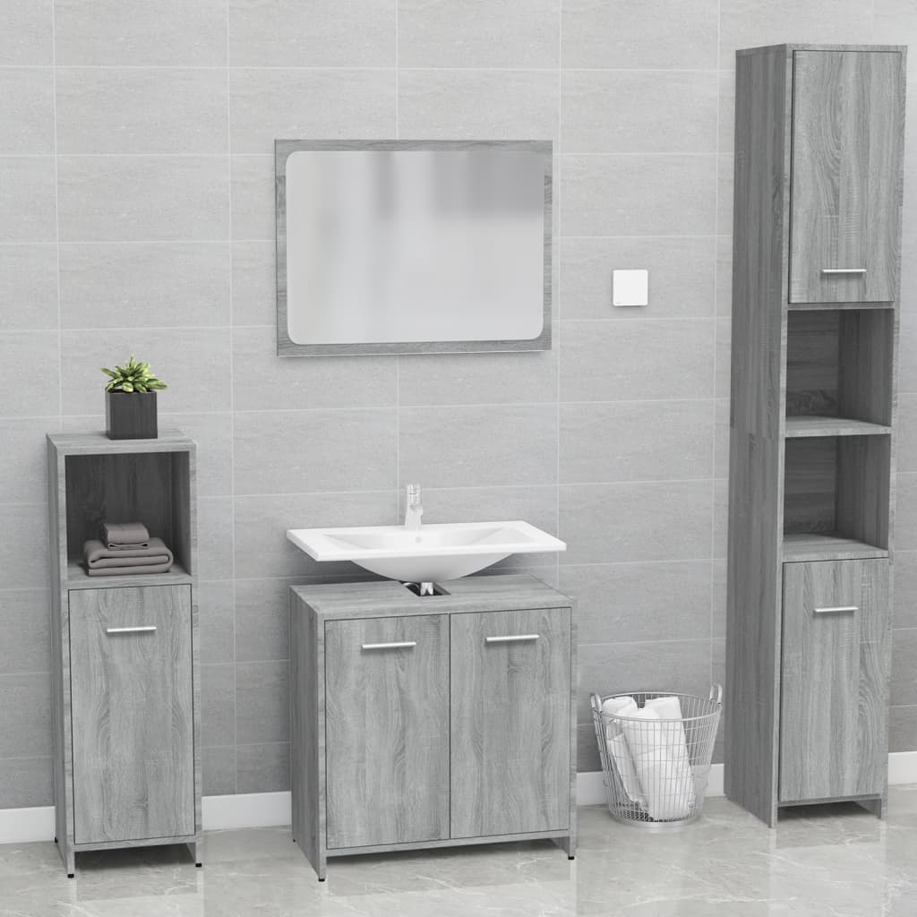 Berkfield Bathroom Furniture Set Grey Sonoma Engineered Wood