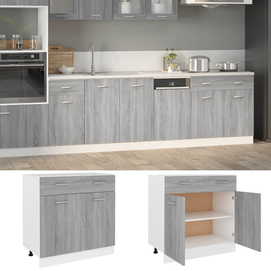 Berkfield Drawer Bottom Cabinet Grey Sonoma 80x46x81.5 cm Engineered Wood