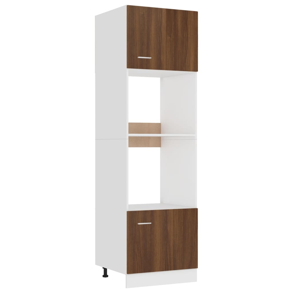 Berkfield Microwave Cabinet Brown Oak 60x57x207 cm Engineered Wood