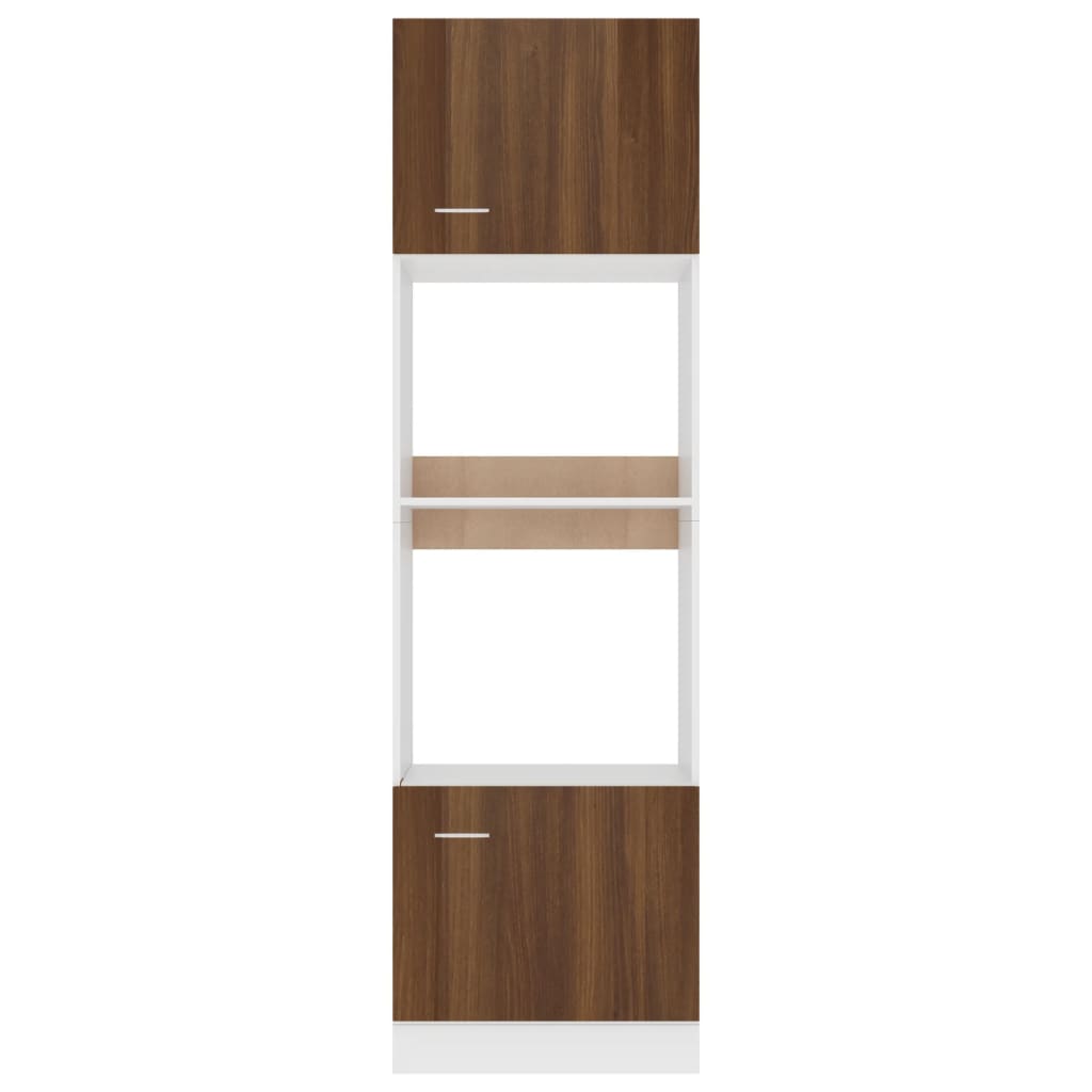 Berkfield Microwave Cabinet Brown Oak 60x57x207 cm Engineered Wood