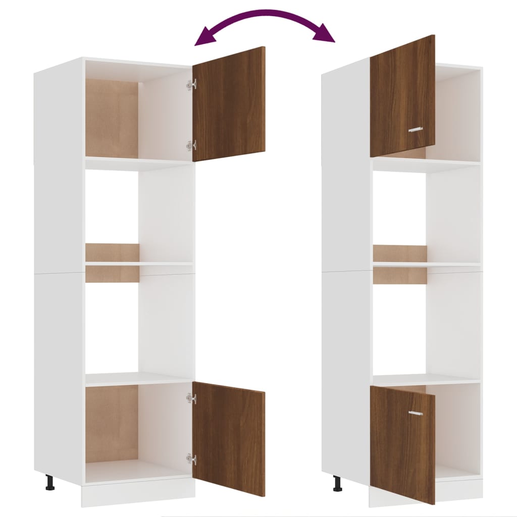 Berkfield Microwave Cabinet Brown Oak 60x57x207 cm Engineered Wood