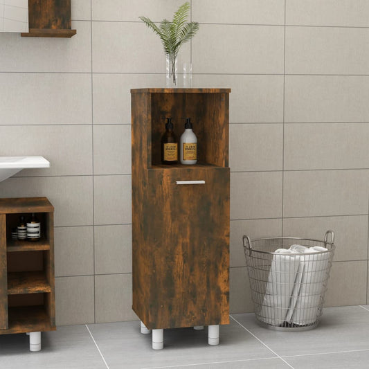 Berkfield Bathroom Cabinet Smoked Oak 30x30x95 cm Engineered Wood