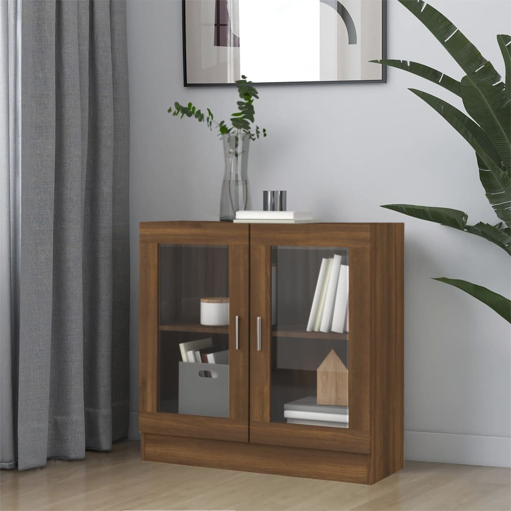 Berkfield Vitrine Cabinet Brown Oak 82.5x30.5x80 cm Engineered Wood