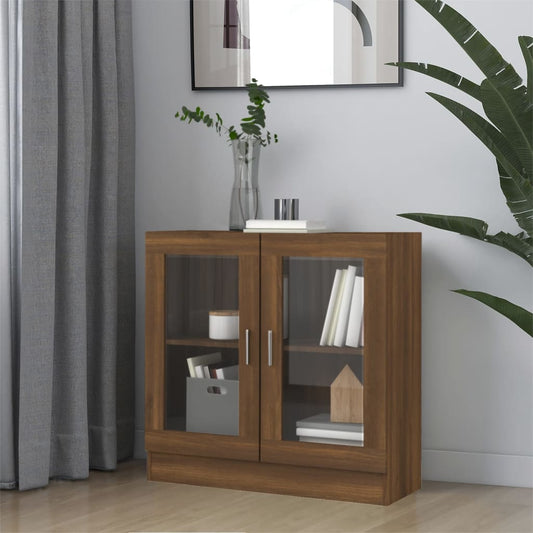 Berkfield Vitrine Cabinet Brown Oak 82.5x30.5x80 cm Engineered Wood