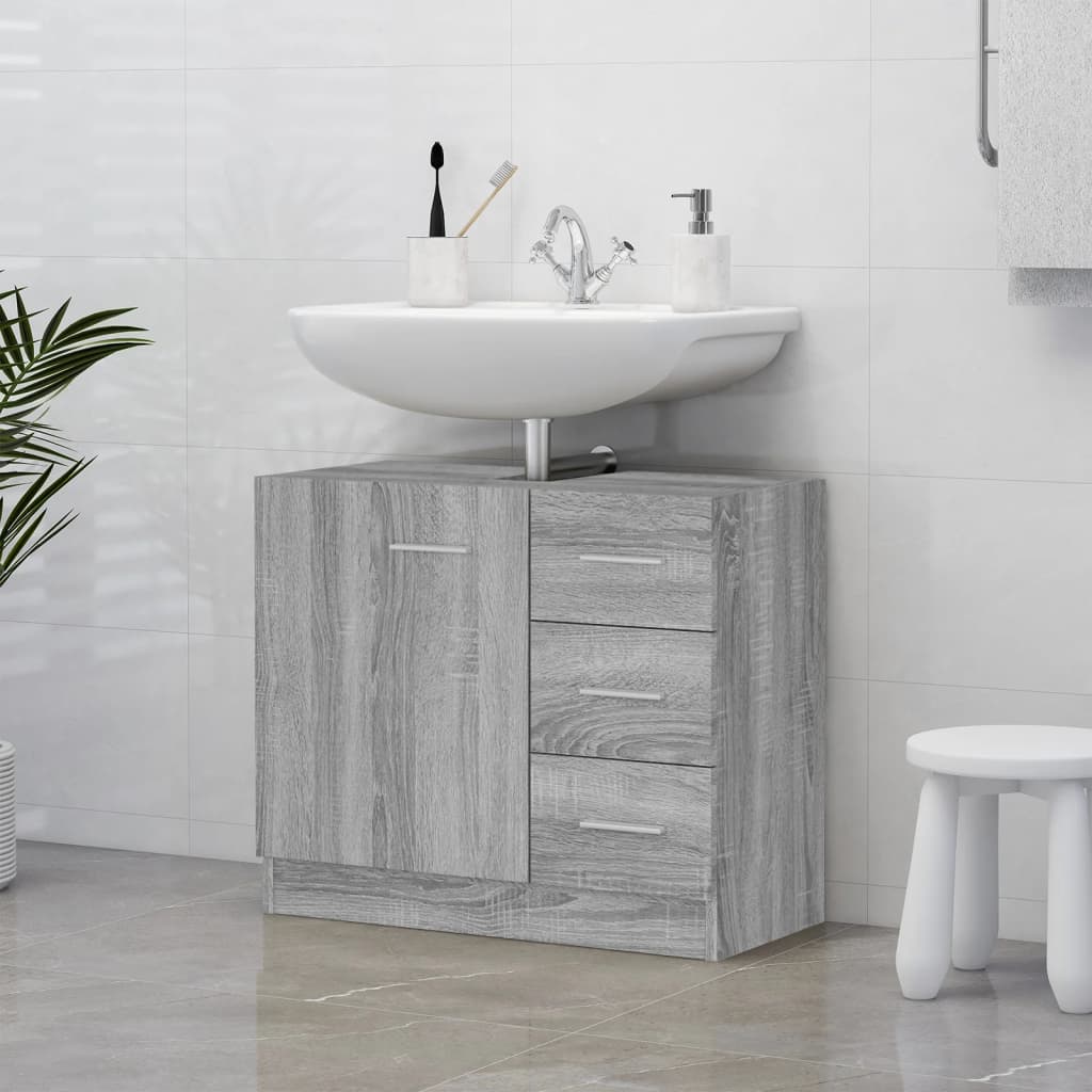 Berkfield Sink Cabinet Grey Sonoma 63x30x54 cm Engineered Wood