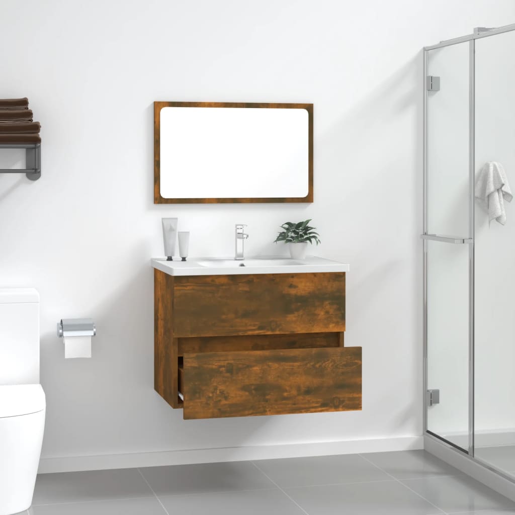 Berkfield 2 Piece Bathroom Furniture Set Smoked Oak Engineered Wood