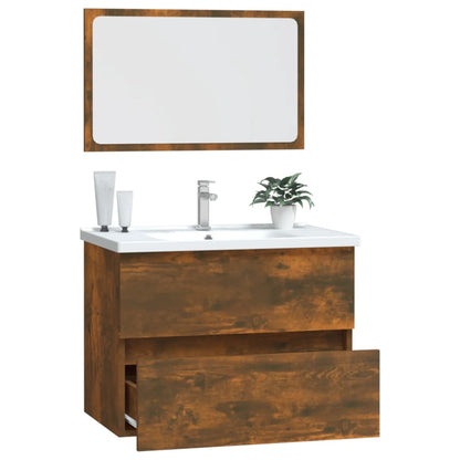 Berkfield 2 Piece Bathroom Furniture Set Smoked Oak Engineered Wood