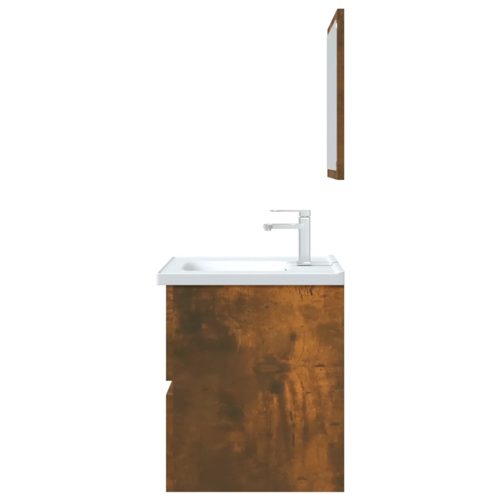 Berkfield 2 Piece Bathroom Furniture Set Smoked Oak Engineered Wood