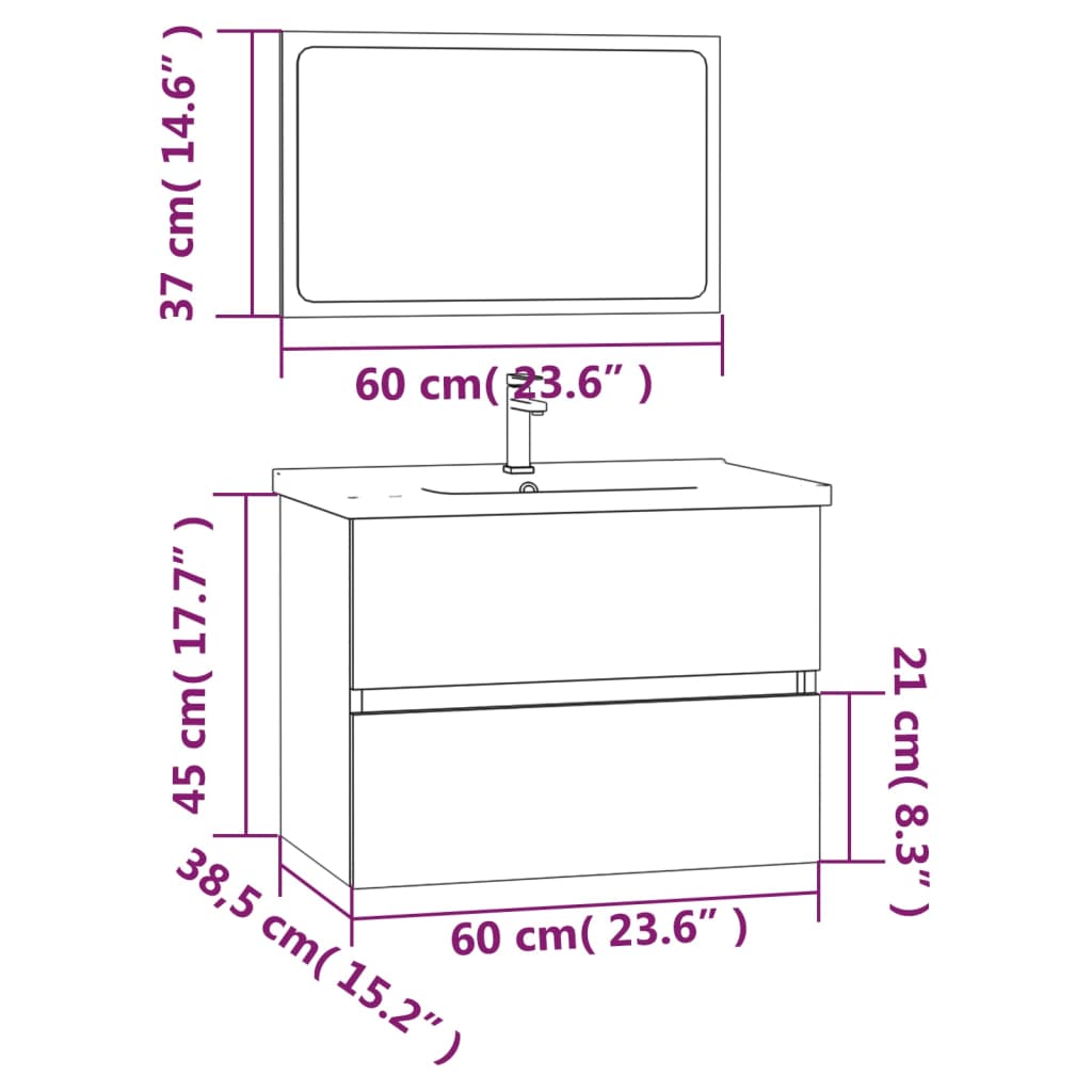 Berkfield 2 Piece Bathroom Furniture Set Smoked Oak Engineered Wood
