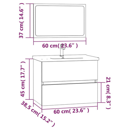 Berkfield 2 Piece Bathroom Furniture Set Smoked Oak Engineered Wood