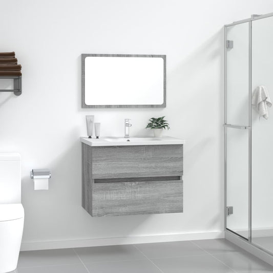 Berkfield 2 Piece Bathroom Furniture Set Grey Sonoma Engineered Wood