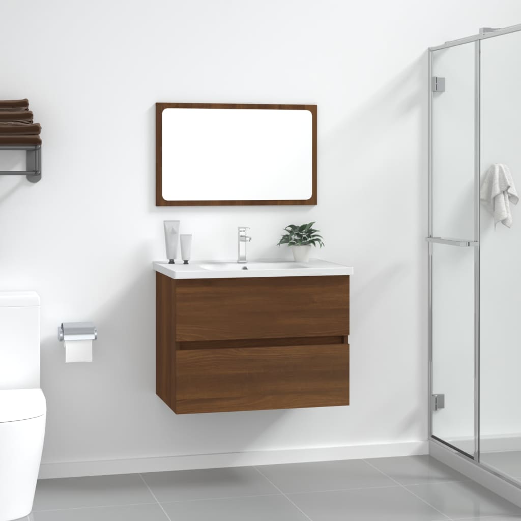 Berkfield 2 Piece Bathroom Furniture Set Brown Oak Engineered Wood