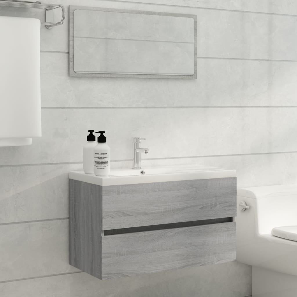 Berkfield 2 Piece Bathroom Furniture Set Grey Sonoma Engineered Wood