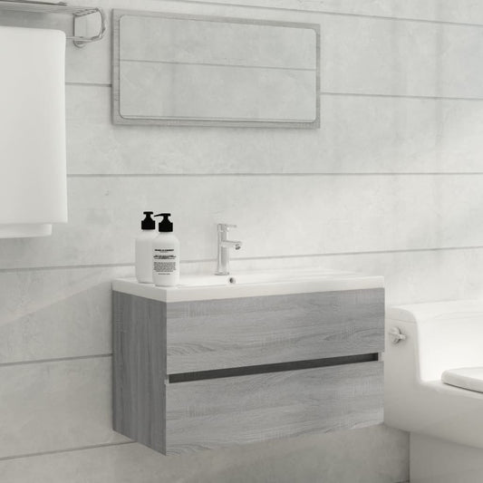 Berkfield 2 Piece Bathroom Furniture Set Grey Sonoma Engineered Wood