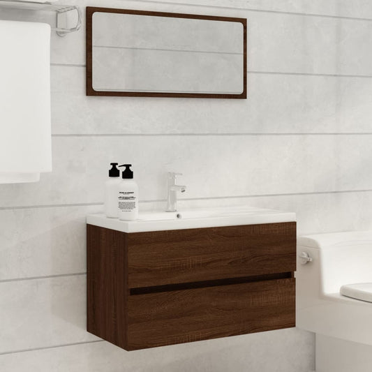 Berkfield 2 Piece Bathroom Furniture Set Brown Oak Engineered Wood