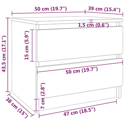 Berkfield Bed Cabinets 2 pcs Brown Oak 50x39x43.5 cm Engineered Wood