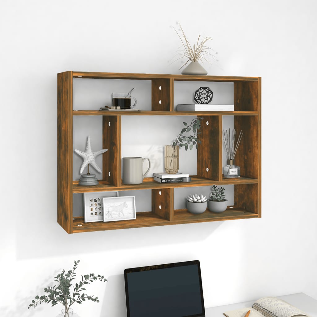 Berkfield Wall Shelf Smoked Oak 75x16x55 cm Engineered Wood