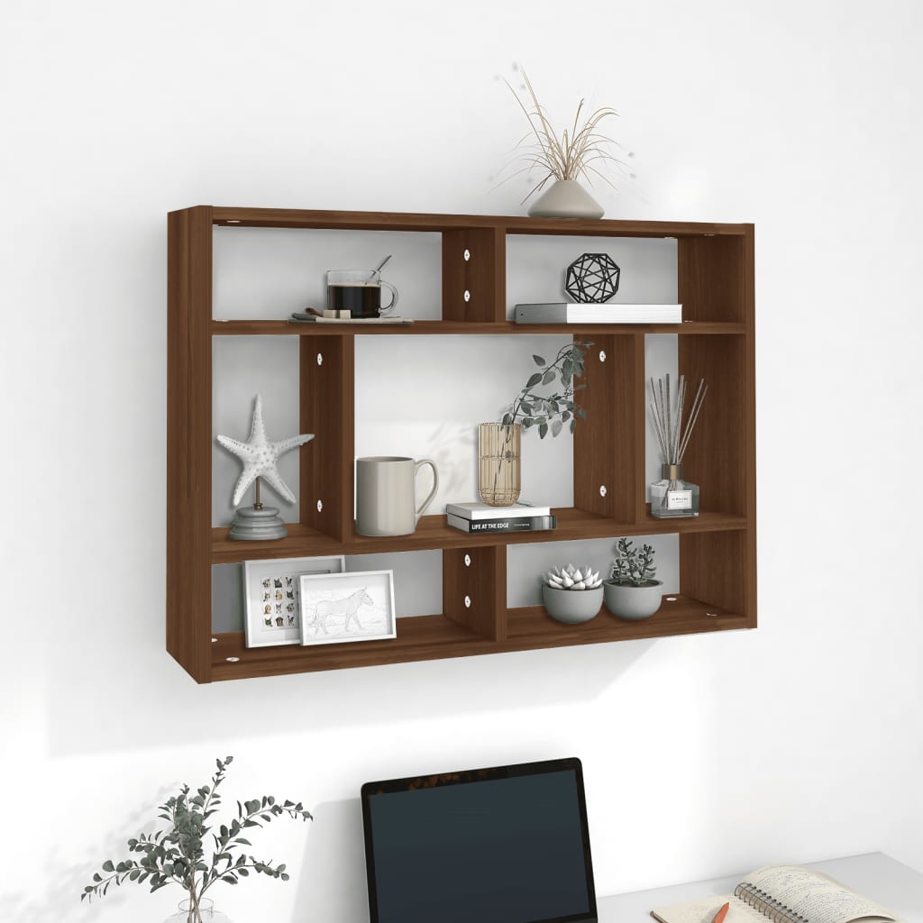Berkfield Wall Shelf Brown Oak 75x16x55 cm Engineered Wood