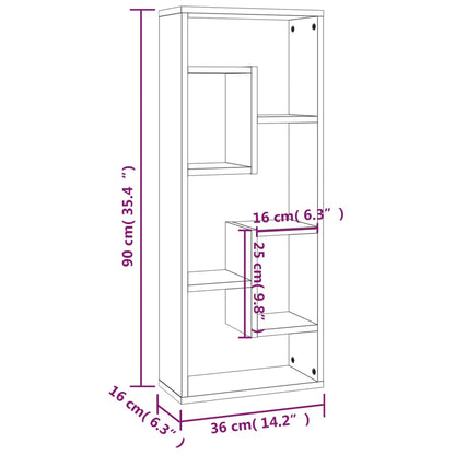 Berkfield Wall Shelf Smoked Oak 36x16x90 cm Engineered Wood