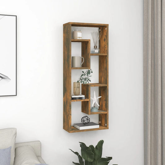 Berkfield Wall Shelf Smoked Oak 36x16x90 cm Engineered Wood