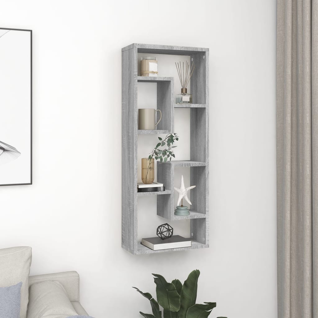 Berkfield Wall Shelf Grey Sonoma 36x16x90 cm Engineered Wood